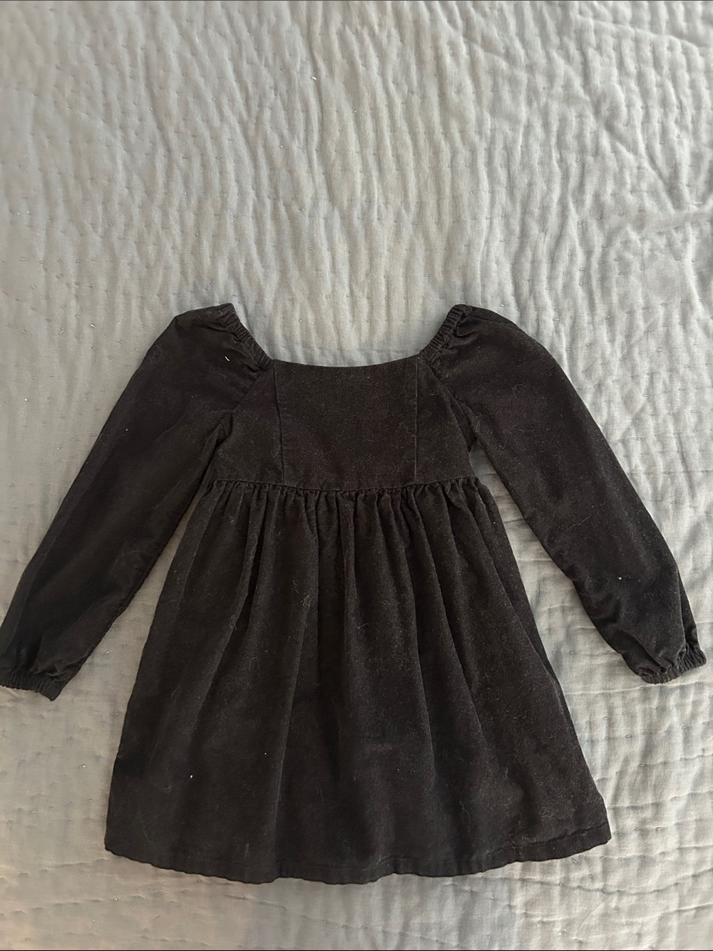 GAP Black Velvet Long-Sleeve Square-Neck Girls Dress